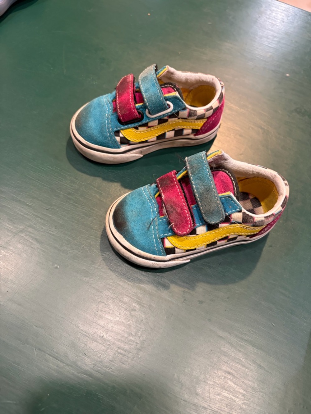 Vans Kids Low-Top Sneakers in Teal, Pink & Yellow